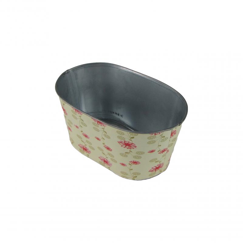 Osłonka metalowa miska owalna kwiaty wysokość 9cm